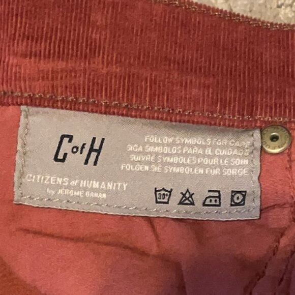 NWT Citizens of Humanity Cinnabar Rust Maroon Corduroy Skinny Jeans Fall Sz 24 - Picture 6 of 9